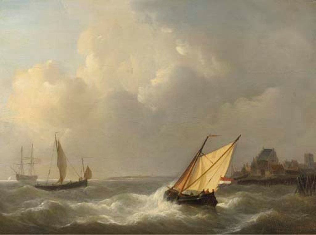 Schotel-Petrus-Sailing-vessels-off-the-coast-on-choppy-waters